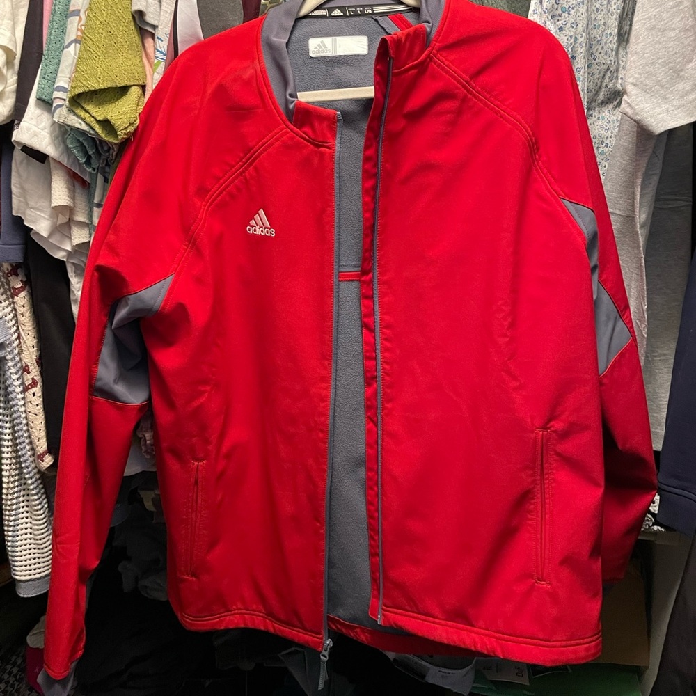 Adidas Red and Gray Men's Jacket